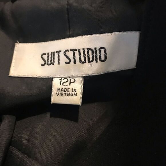 Suit Studio Skirt Suit Women Petite Size 12P Black 2-Piece Blazer and Skirt Set - Picture 6 of 8